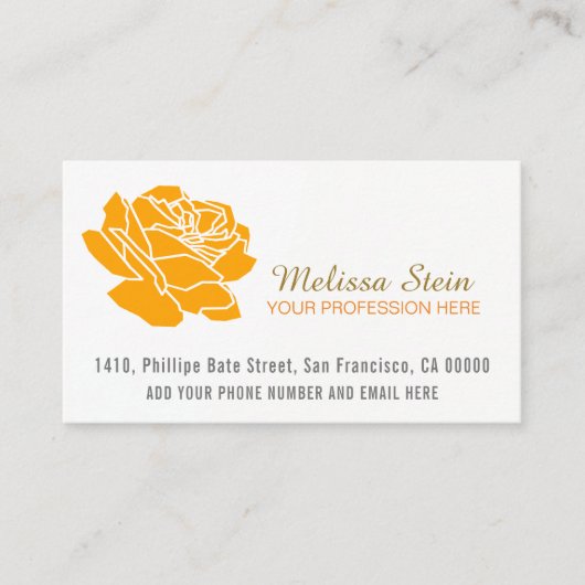 Carte De Visite fleur rose orange (Devant)