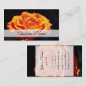 Carte De Visite Fleur rose orange sur noir (Devant / Derrière)
