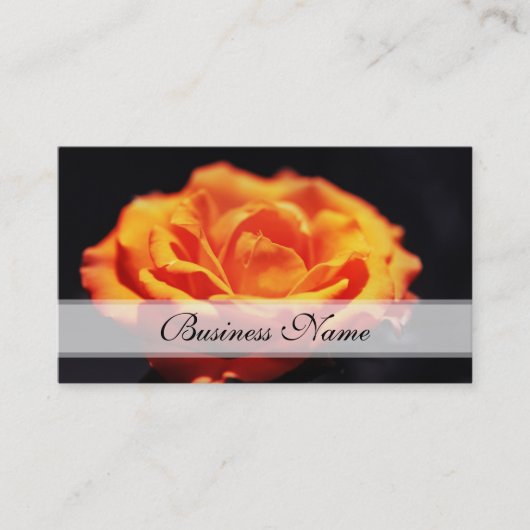 Carte De Visite Fleur rose orange sur noir (Devant)