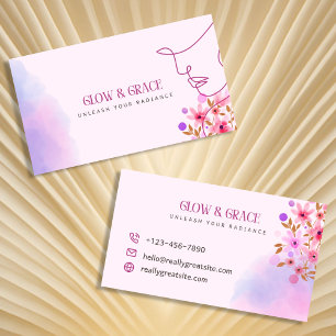 Carte De Visite Fleur rose pâle Élégant Design de coiffeur