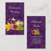Carte De Visite Fleur rose pourpre de wedding planner tropical (Devant / Derrière)