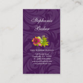 Carte De Visite Fleur rose pourpre de wedding planner tropical (Dos)