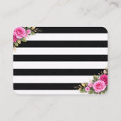 Carte De Visite fleur rose rayure noir et blanc (Dos)