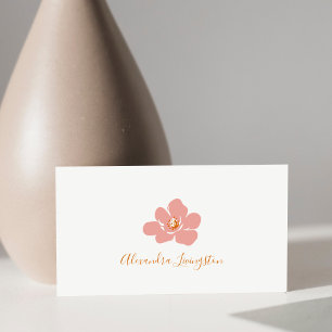 Carte De Visite Fleur Rose Terracotta Florale Minimaliste Moderne