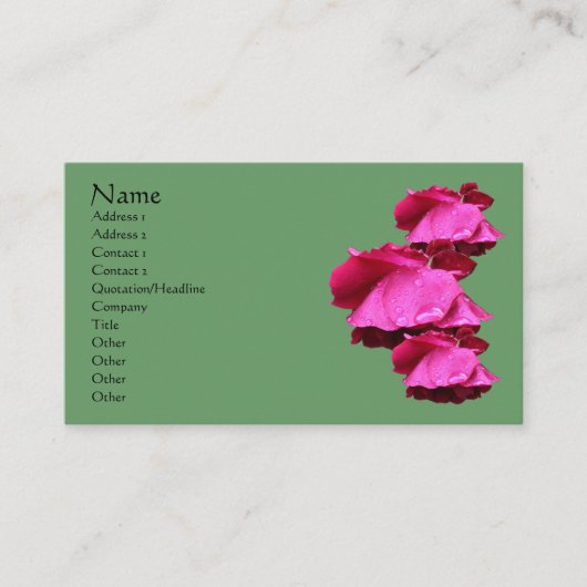 Carte De Visite Fleur Roses rouges (Devant)