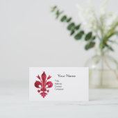 CARTE DE VISITE FLEUR ROUGE ANTIQUE DE LIS EN MONOGRAMME BLANC (Debout devant)