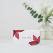 Carte De Visite Fleur rouge automne élégant (Debout devant)