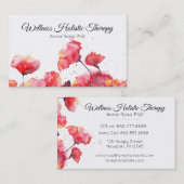 Carte De Visite Fleur rouge de pavot d'aquarelle florale moderne (Devant / Derrière)