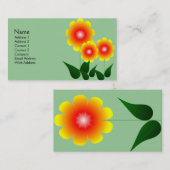 Carte De Visite Fleur rouge et jaune (Devant / Derrière)