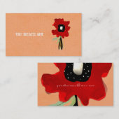 Carte de visite fleur rouge orange (Devant / Derrière)
