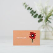 Carte de visite fleur rouge orange (Debout devant)