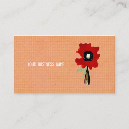 Carte de visite fleur rouge orange (Devant)