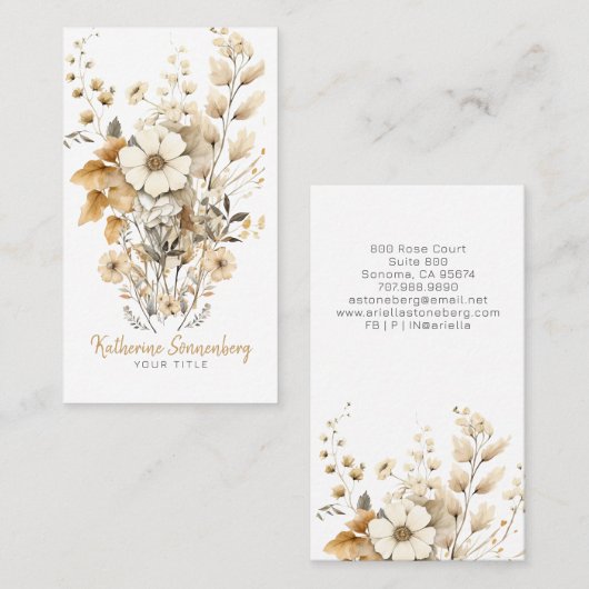 Carte De Visite Fleur Rustique en Fleurs (Devant / Derrière)
