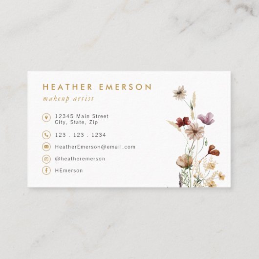 Carte de visite fleur sauvage (Dos)