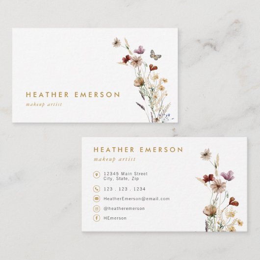 Carte de visite fleur sauvage (Devant / Derrière)