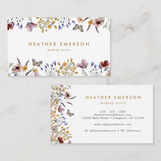 Carte de visite fleur sauvage (Devant / Derrière)