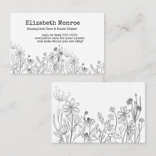 Carte de visite fleur sauvage (Devant / Derrière)