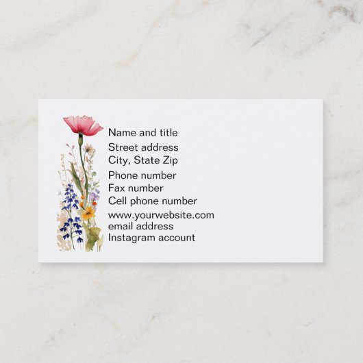 Carte de visite fleur sauvage (Dos)
