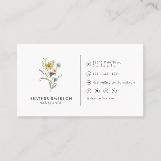 Carte de visite fleur sauvage (Devant)