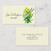 Carte De Visite Fleur sauvage blanc et jaune (Devant / Derrière)