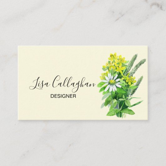 Carte De Visite Fleur sauvage blanc et jaune (Devant)