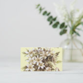 Carte De Visite fleur sauvage blanc pâle jaune mariage (Debout devant)