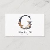 Carte De Visite Fleur sauvage Boho Monogramme initial G (Devant)