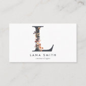 Carte De Visite Fleur sauvage Boho Monogramme initial L (Devant)