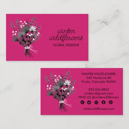 Carte De Visite Fleur sauvage Bouquet Élégant Chic Personnalisé Ic (Devant / Derrière)