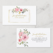 Carte De Visite Fleur sauvage d'aquarelle Flore rose verdoyante (Devant / Derrière)