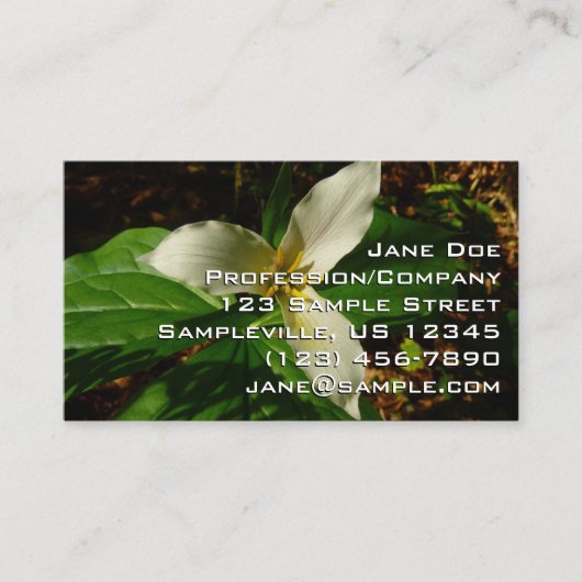 Carte De Visite Fleur sauvage de printemps blanc Trillium Flower (Devant)