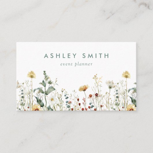 Carte De Visite Fleur sauvage d'été Code QR du champ (Devant)