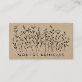 Carte De Visite Fleur sauvage Elégant Kraft QR Code Icônes sociale (Devant)