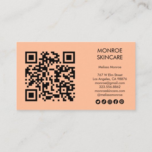 Carte De Visite Fleur sauvage Elegant Line Art QR Code Icônes soci (Dos)