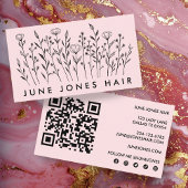 Carte De Visite Fleur sauvage élégant QR Code personnalisé Icônes 