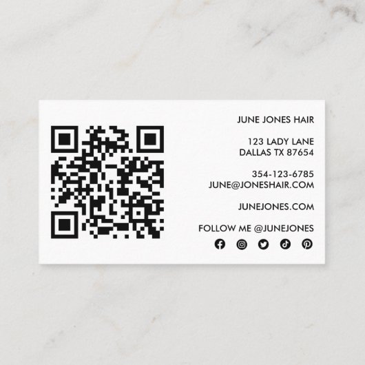 Carte De Visite Fleur sauvage élégant QR Code personnalisé Icônes  (Dos)