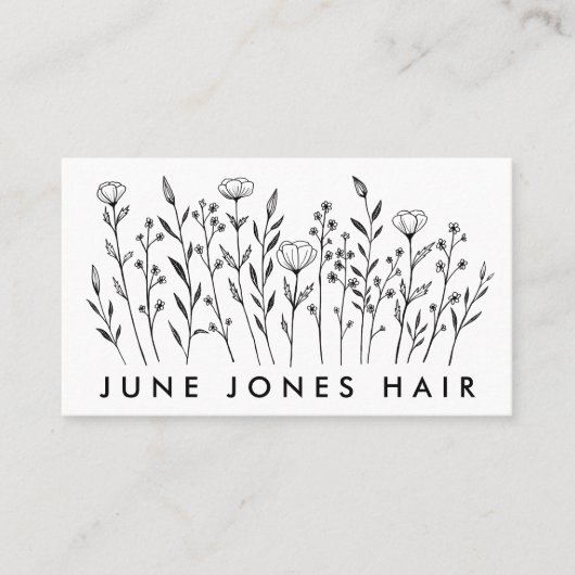 Carte De Visite Fleur sauvage élégant QR Code personnalisé Icônes  (Devant)