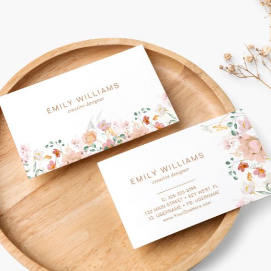 Carte de visite Fleur sauvage Floral Aquarelle