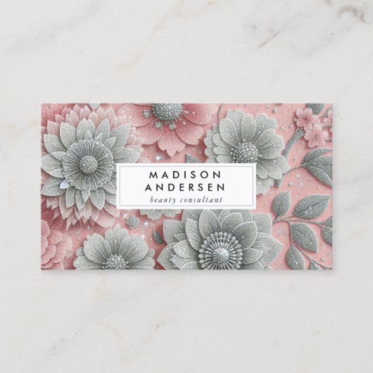 Carte De Visite Fleur sauvage Floral rose rose moderne (Devant)