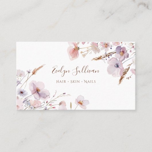 Carte de visite fleur sauvage lilas rose (Devant)