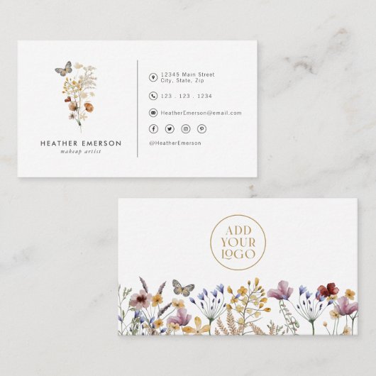 Carte de visite Fleur sauvage moderne (Devant / Derrière)