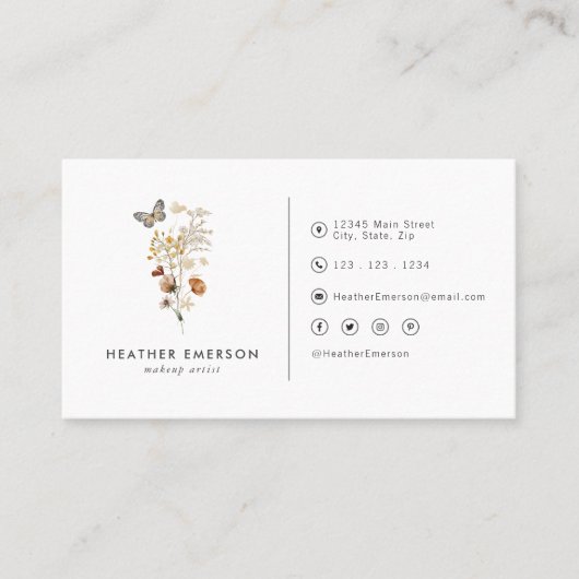 Carte de visite Fleur sauvage moderne (Devant)