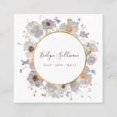 Carte de visite fleur sauvage séché en cercle d'or (Devant)