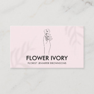 Carte de visite Fleur tenue à la main Simple et Él