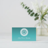 Carte de visite Fleur tout simple rétro, Turquoise (Debout devant)