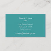 Carte de visite Fleur tout simple rétro, Turquoise (Dos)