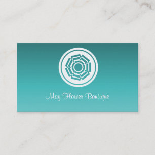 Carte de visite Fleur tout simple rétro, Turquoise