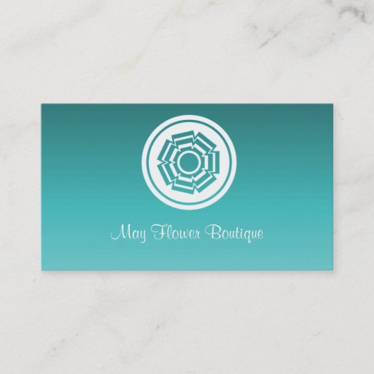 Carte de visite Fleur tout simple rétro, Turquoise (Devant)