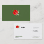 Carte De Visite Fleur tropicale (Basil Green) (Devant / Derrière)
