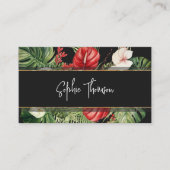 Carte De Visite Fleur tropicale et feuille foncé (Devant)